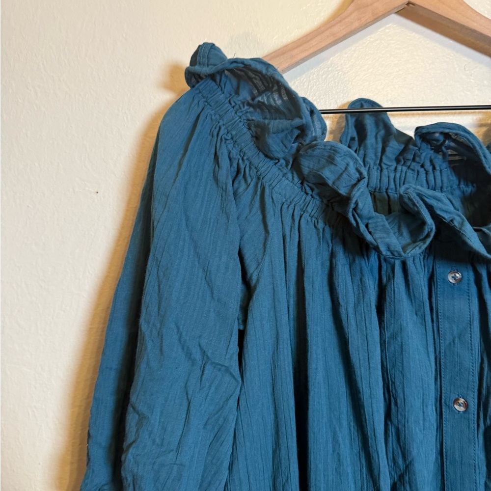 Anthropologie Ruffle Off-The-Shoulder Gauze‎ Dress - Picture 3 of 7